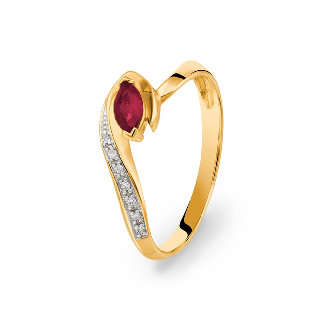 Ring 750/18 K Yellow Gold with Ruby & Diamonds 0.03 ct H/si Ø 56 - PR8318/3