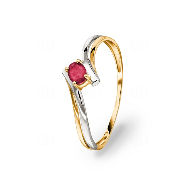 Damenring 750/18 K Gelbgold mit Rubin - GK006BR