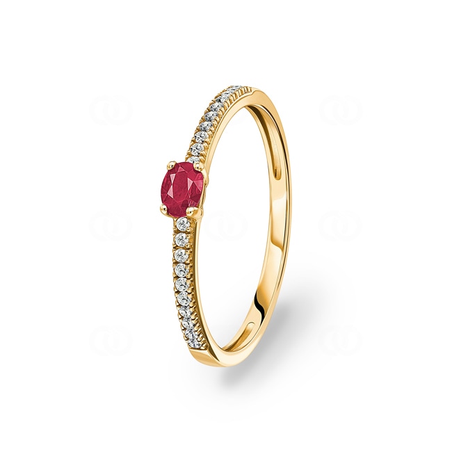 Ring 750/18 K Yellow Gold with oval Ruby and Cubic Zirconia - 8PA825JRZ