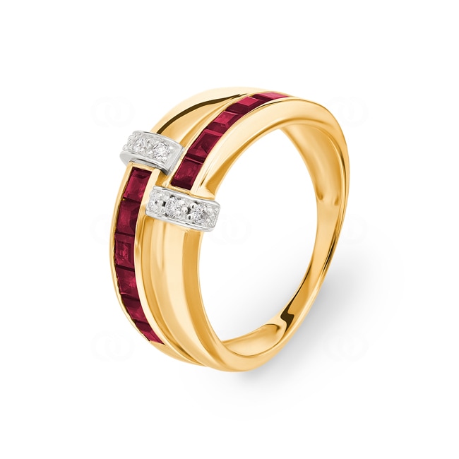 Damenring 750/18 K Gelbgold mit Rubinen 1.72ct. & Diamanten 0.07ct. Damenring 750/18 K Gelbgold mit Rubinen 1.72ct. & Diamanten 0.07ct. - MI066BRB4