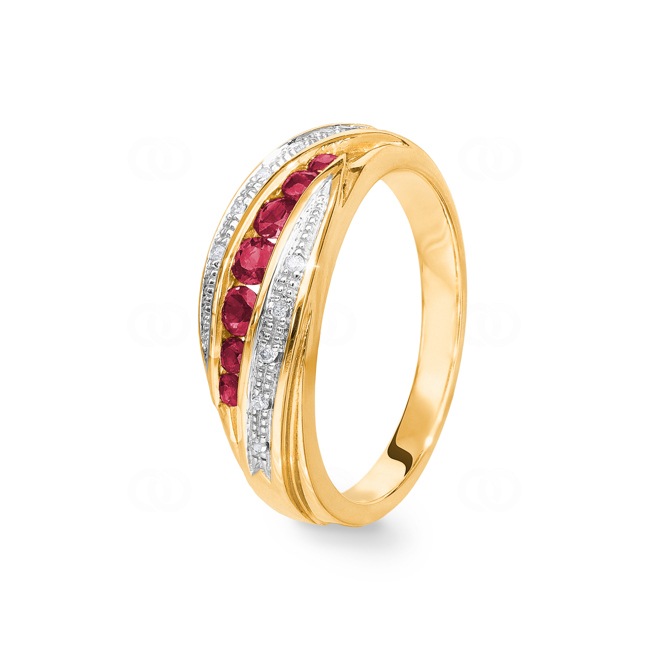 Ring 750/18 K Yellow Gold with Rubies & Diamonds 0.05 ct H/si Ø 55 - PR3620/2-GG