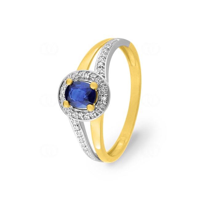 Bague or jaune 750/18 ct avec saphir 0.48ct. et diamants 0.02ct. - MXB25BSB4