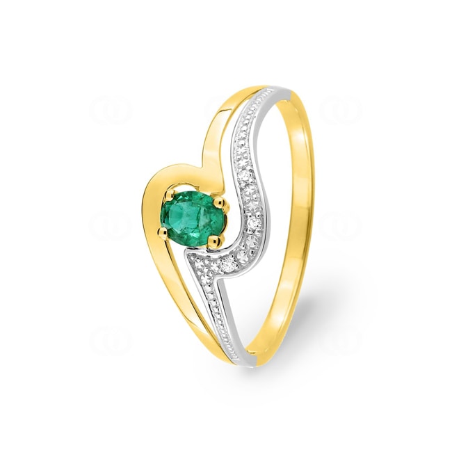 Ring 750/18 K Yellow Gold with Emerald 0.33ct. and Diamonds 0.01ct. - MK008BEB5