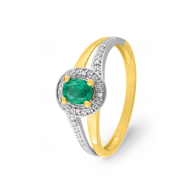 Ring 750/18 K Yellow Gold with Emerald 0.33ct. and Diamonds 0.02ct. - MXB25BEB4