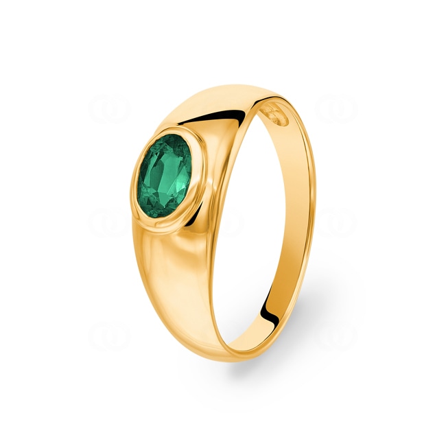 Bague or jaune 750/18 ct avec émeraude Ø 54 - PR11976-4-GG-54