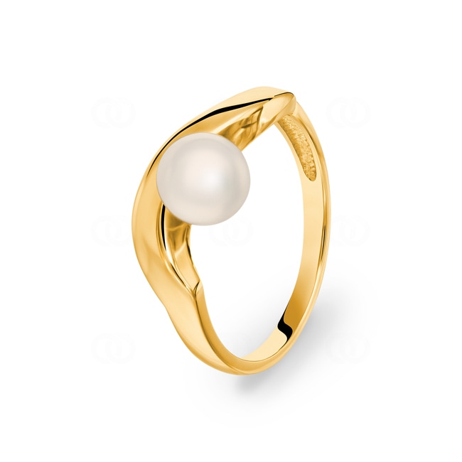 Damenring 750/18 K Gelbgold mit Süsswasserzuchtperle Ø 54 - PR8781-1-54