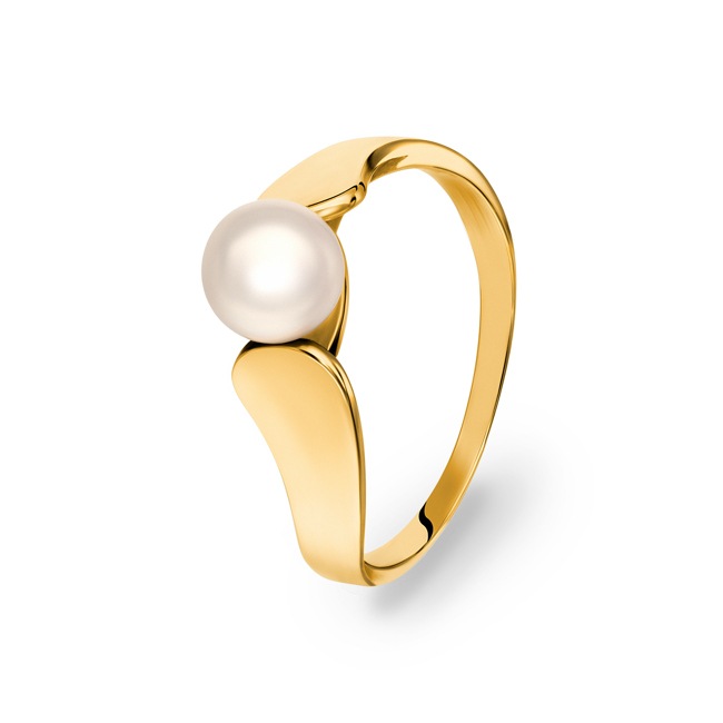 Damenring 750/18 K Gelbgold mit Süsswasserzuchtperle Ø 56 - 8804/ZP
