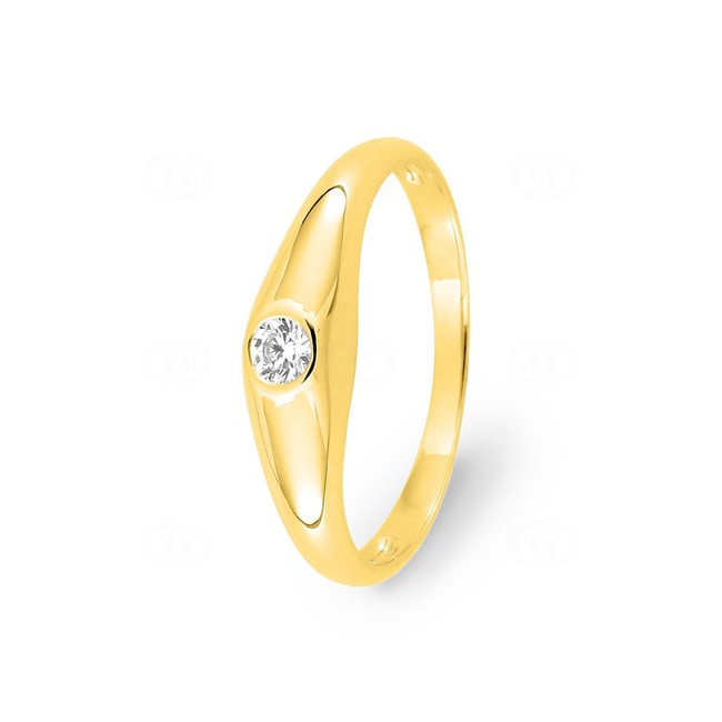 Bague or jaune 750/18 ct avec zircone - 1552Z