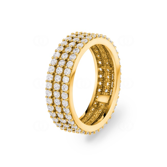 Bague or jaune 750/18 ct avec zircones - AR001GG