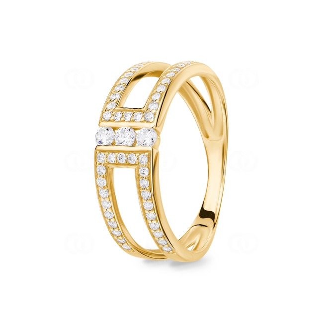 Bague or jaune 750/18 ct Fantaisie avec zircones - 08SA799JZ