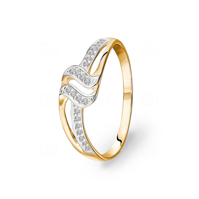 Bague or jaune 750/18 ct Fantaisie avec zircones - 1.3077.Z3