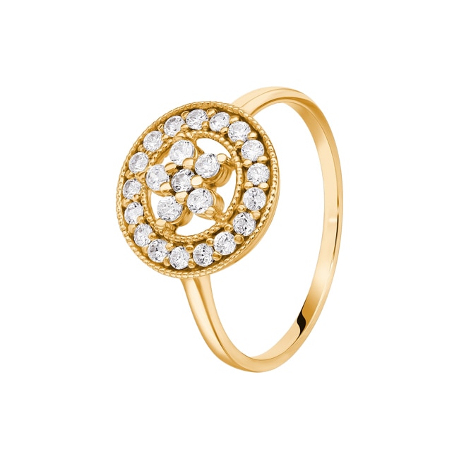 Bague or jaune 750/18 ct avec zircones Ø 54 - RR1200-01