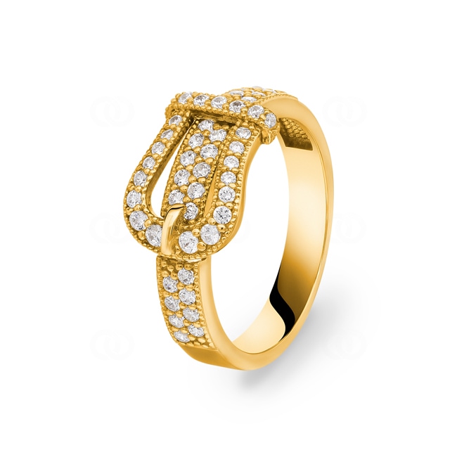 Bague or jaune 750/18 ct avec zircones Ø 54 - RR0878-01