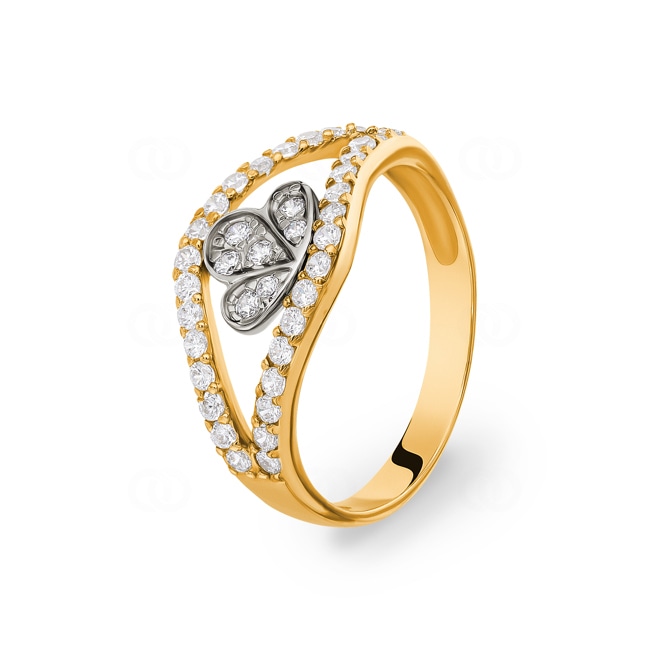 Damenring 750/18 K Gelbgold mit Zirkonia Ø 57 - G008