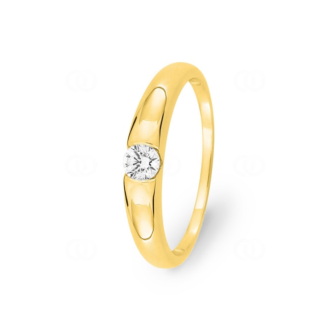 Bague or jaune 750/18 ct avec zircone solitaires - 1.081.Z0
