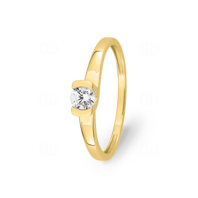 Bague or jaune 750/18 ct avec zircone solitaires - 1.087.Z0