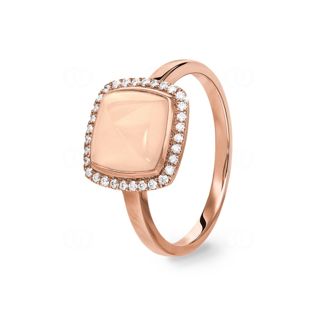 Damenring 750/18 K Rotgold mit Achat und Diamanten 0.13ct H/si - RFA3007
