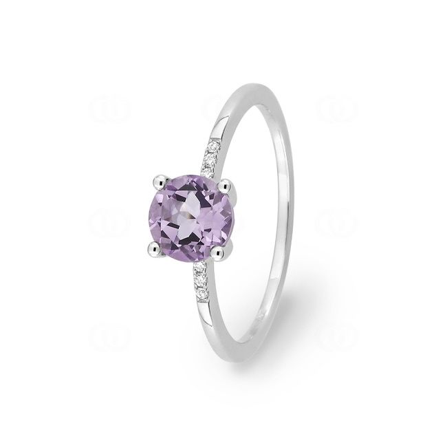 Ring 750/18 K White Gold with Amethyst and Diamonds 0.02ct. - 1.872.A1