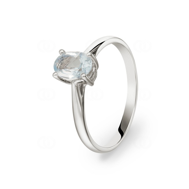 Ring 750/18 K White Gold with oval Blue Topaz Ø 54 - PR11661/04