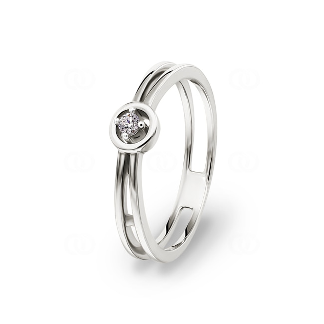 Damenring 750/18 K Weissgold mit Diamant 0.04 ct H/si - RI-38008-WG