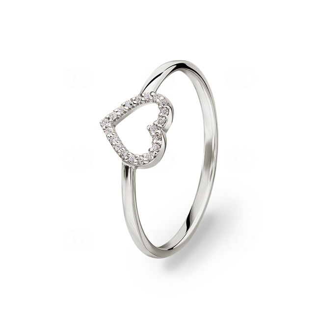 Ring 750/18 K White Gold Heart with Diamonds 0.05 ct H/si - RO2WG