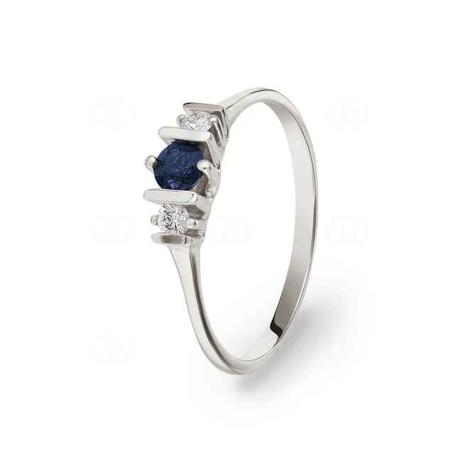 Bague or gris 750/18 ct avec diamants 0.09 ct H/Si et saphir - PR9245-2-WG