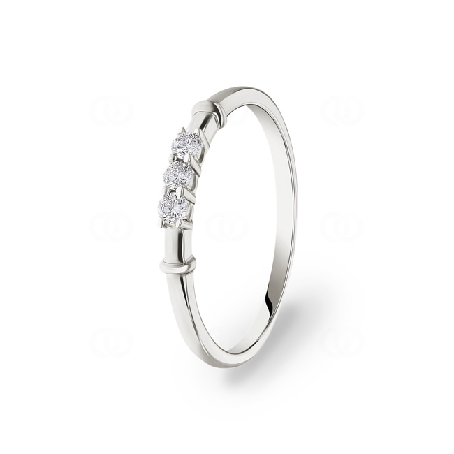 Trilogy Ring 750/18 K White Gold with Diamonds 0.11 ct H/si - RI-38013-WG