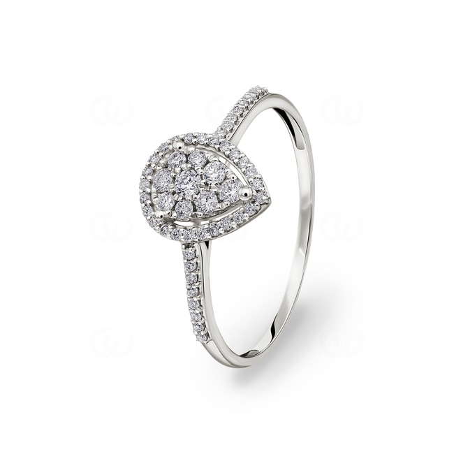 Damenring 750/18 K Weissgold mit Diamanten 0.27 ct H/si, Tropfen - RI-54971-WG