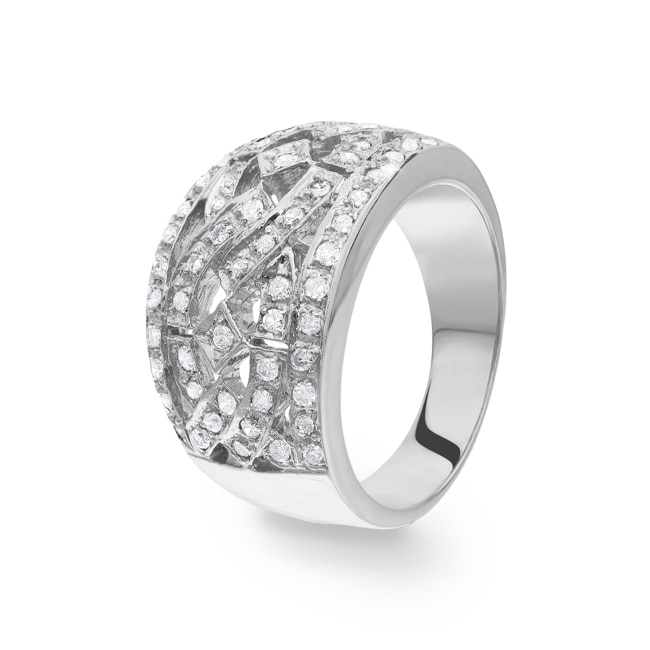 Damenring 750/18 K Weissgold mit Diamanten 0.48 ct H/si Ø 52 - EW24426K