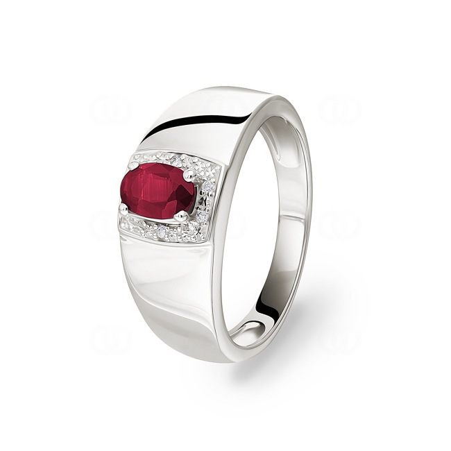 Damenring 750/18 K Weissgold mit Rubin 0.54ct. und Diamanten 0.02ct. - MZB16GRB4