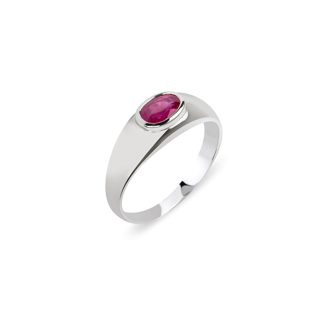 Ring 750/18 K White Gold with Ruby 0.65 ct Ø 54 - PR11976/3-1
