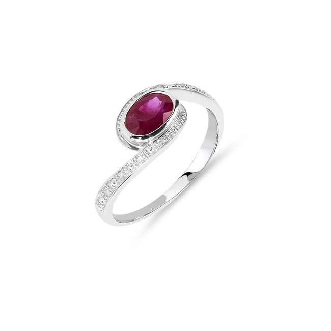 Ring 750/18 K White Gold with Ruby and Diamonds 0.03 ct H/si Ø 57 - PR8280/3