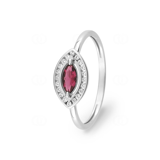 Ring 750/18 K White Gold with Ruby and Cubic Zirconia - 1.7199.R1