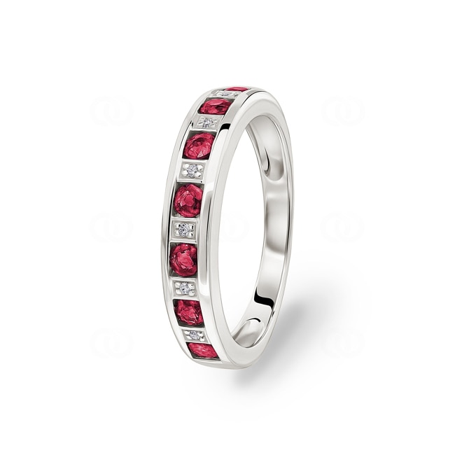 Damenring 750/18 K Weissgold mit Rubinen 0.58ct. und Diamanten 0.02ct. - MZB19GRB4