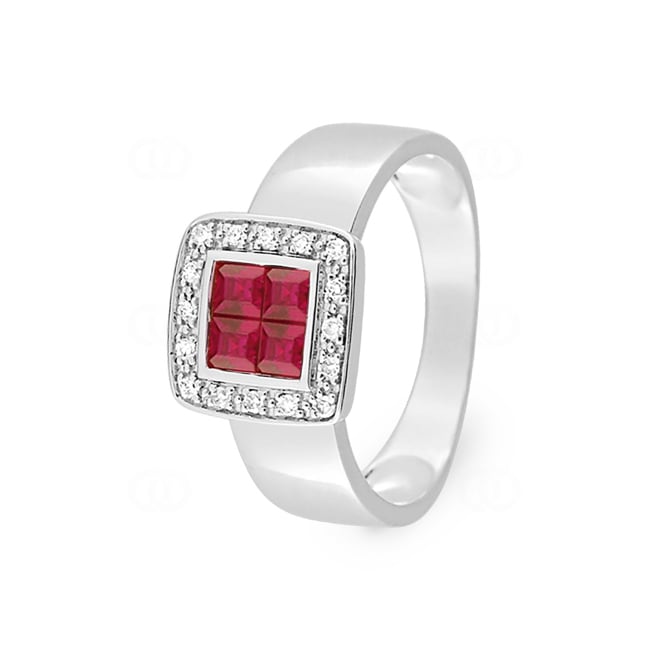 Ring 750/18 K White Gold with Rubies 0.60ct. and Diamonds 0.08ct. - MS064GRB4
