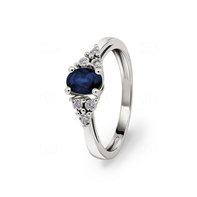 Ring 750/18 K White Gold with Sapphire 0.56ct. and Diamonds 0.04ct. - MZB17GSB4
