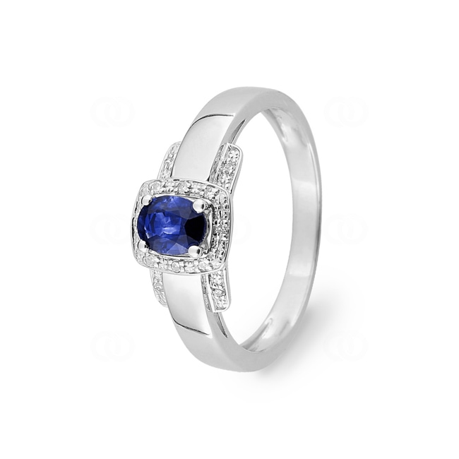 Bague or gris 750/18 ct avec saphir et diamants 0.03ct. - MZB30GSB4