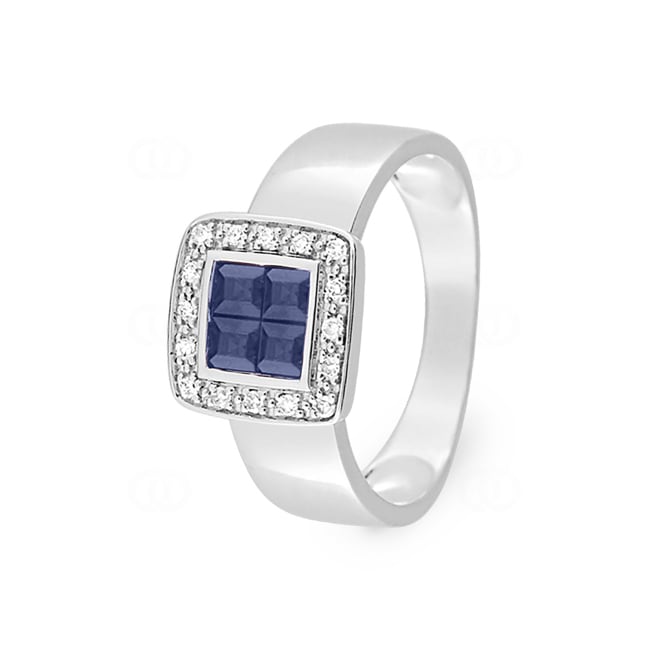 Damenring 750/18 K Weissgold mit Saphiren 0.70ct. und Diamanten 0.08ct. - MS064GSB4