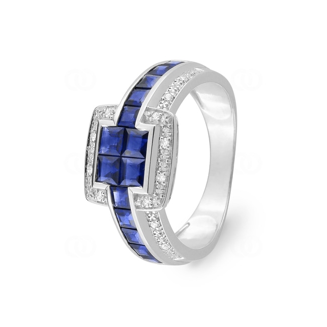 Ring 750/18 K White Gold with Sapphires 1.78ct. and Diamonds 0.07ct. - MY064GSB4