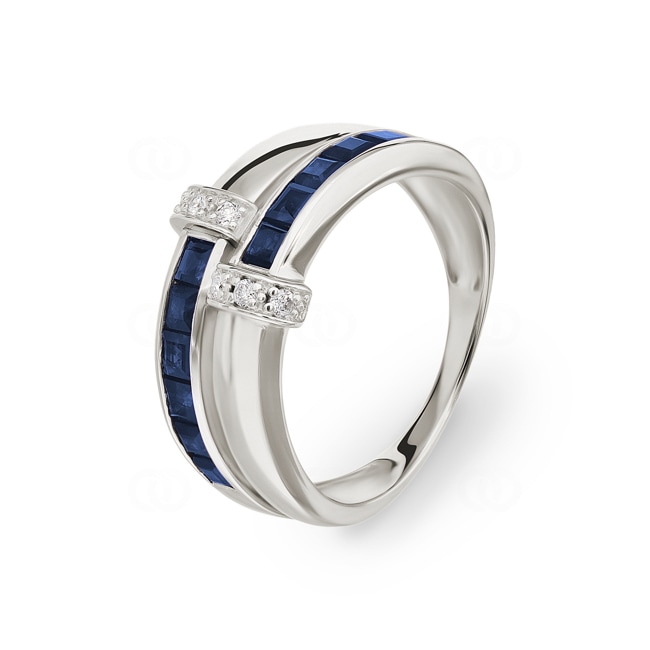 Damenring 750/18 K Weissgold mit Saphiren 1.58ct. & Diamanten 0.07ct. - MI066GSB4