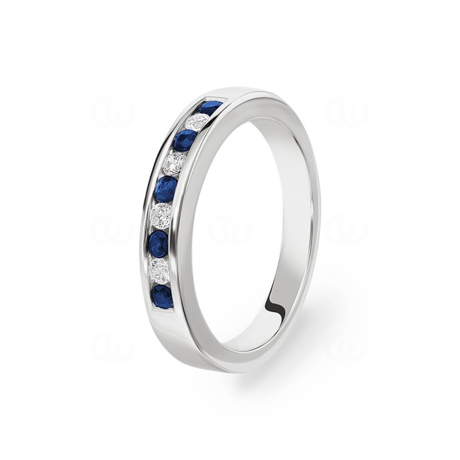Ring 750/18 K White Gold with Sapphires & Cubic Zirconia Ø 56 - PR3595/2
