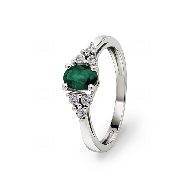 Ring 750/18 K White Gold with Emerald 0.42ct. and Diamonds 0.04ct. - MZB17GEB4