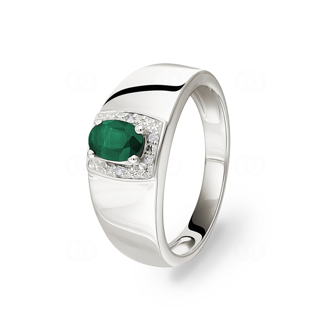 Ring 750/18 K White Gold with Emerald 0.43ct. and Diamonds 0.02ct. - MZB16GEB4