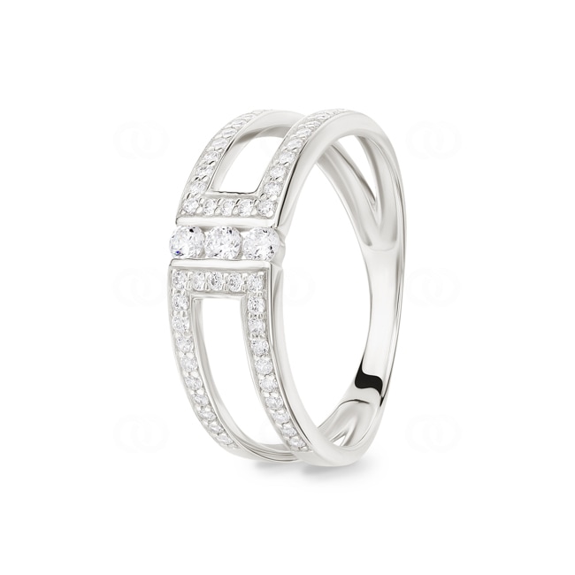 Bague or gris 750/18 ct Fantaisie avec zircones - 08SA799GZ