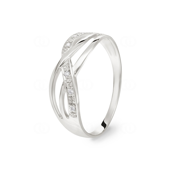 Ring 750/18 K White Gold Fantasy with Cubic Zirconia - 1.705.Z1