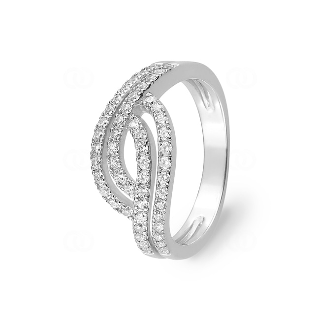 Bague or gris 750/18 ct Fantaisie avec zircones - 1.7183.Z1