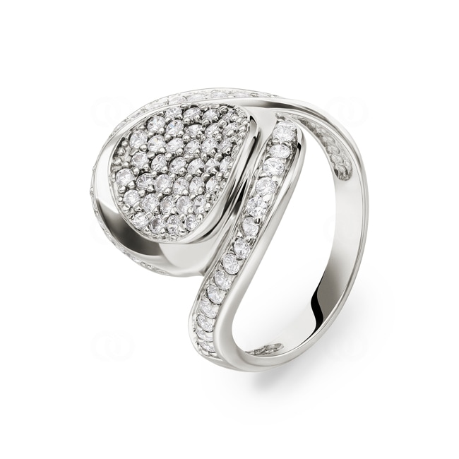 Bague or gris 750/18 ct avec zircones Ø 57 - G016-57