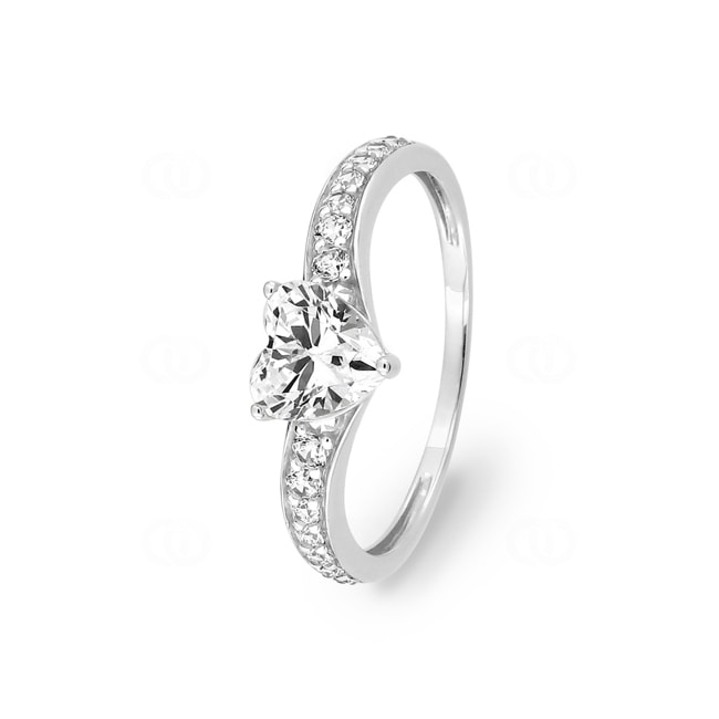 Damenring 750/18 K Weissgold mit Zirkonia Herz - 1.7068.Z1