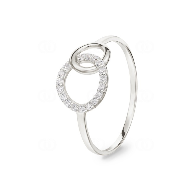 Ring 750/18 K White Gold Circles with Cubic Zirconia - 1.3065.Z1