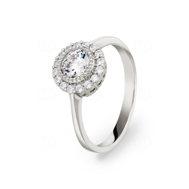 Bague or gris 750/18 ct avec zircones Ø 54 - 15486